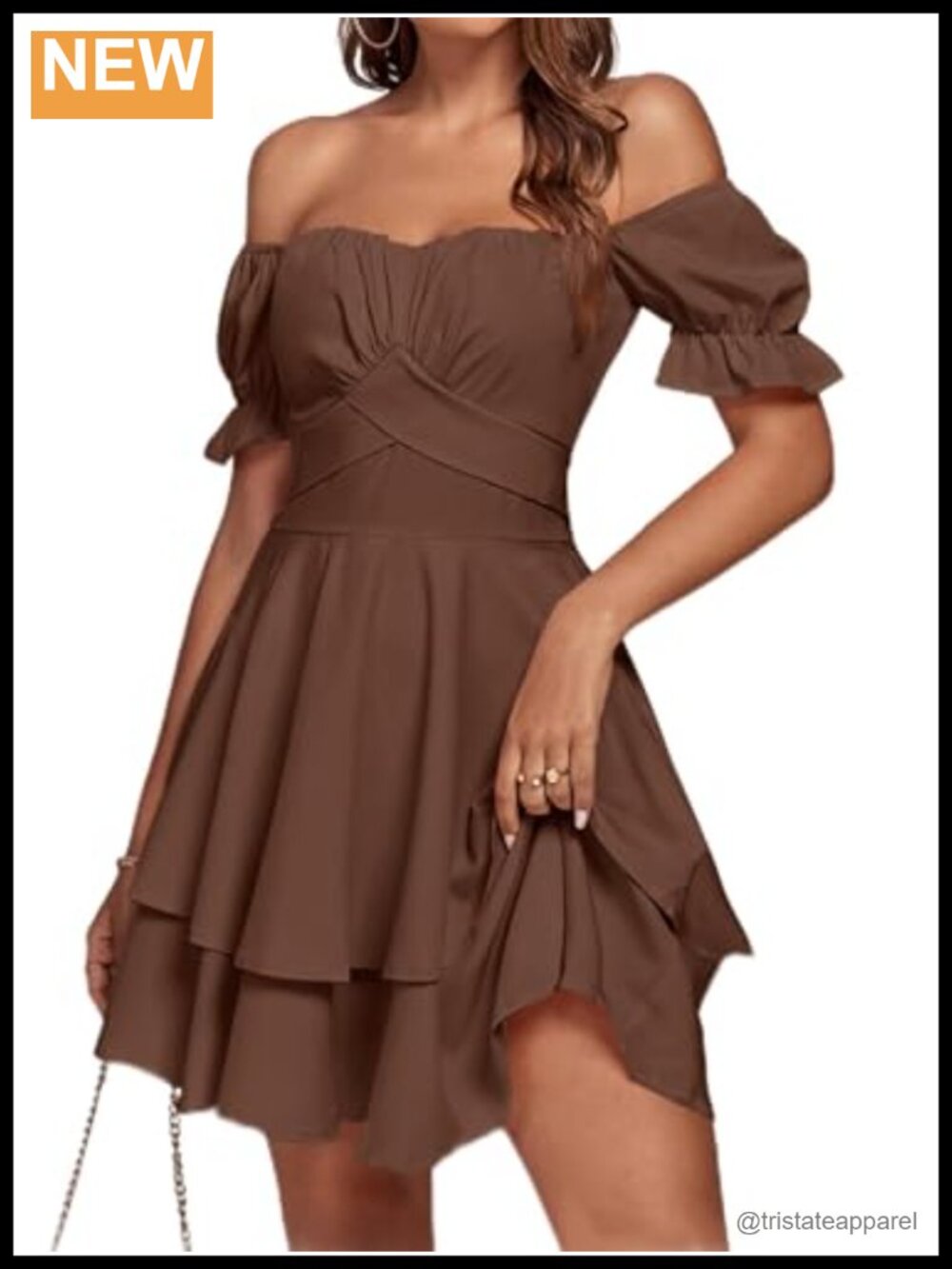 Off Shoulder Ruffle Hem Mini Dress Ruched Bust Tie Back Wrap